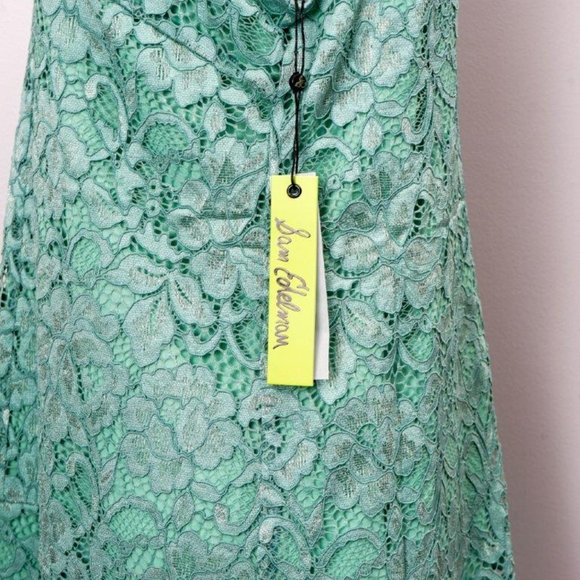 NWT Sam Edelman Green Lace Choker-Cutout Shift Dress - M - Picture 5 of 8